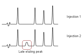late eluting ghost peak cause