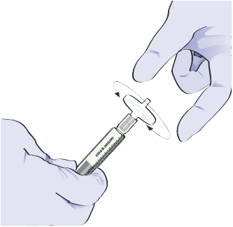 Twist the luer lock end of the filter securely onto the syringe